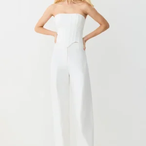 CALCA BAGGY COM RECORTE PESPONTADOS NA DIAGONAL OFF WHITE