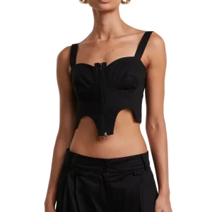 CROPPED DE ALCA COM ZIPER FRONTAL PRETO