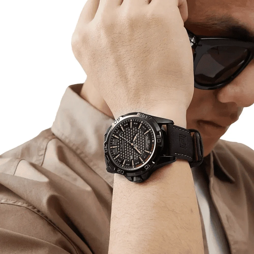 Relógio Masculino Casual Quartz Pulseira Couro Marrom 40mm - Image 7