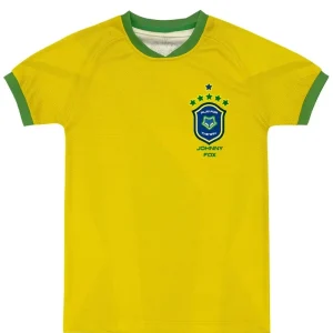 Camiseta Copa Brasil em Malha DRY Esportiva Leve e Respirável com Estampa em Alta Definição. Conforto Total Para Torcer. 99735 Johnny Fox Teen Menino