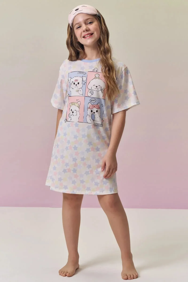 Camisola em Malha Fresh Acompanha Sleep Mask 95075 Vic&Vicky Teen Menina - Image 3