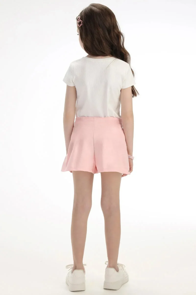 Conjunto de Blusa em Canelado e Shorts em Malha Twill Brilho 93662 Kukiê Infantil Menina - Image 4