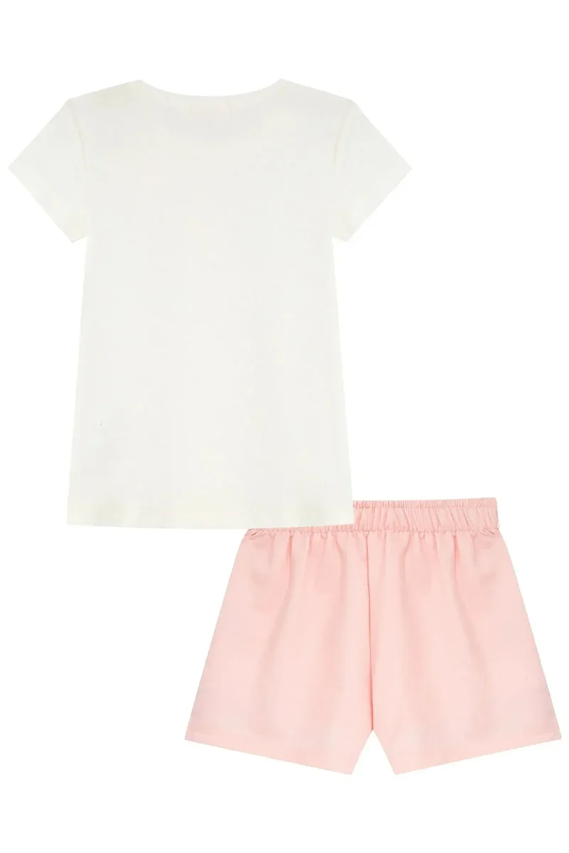 Conjunto de Blusa em Canelado e Shorts em Malha Twill Brilho 93662 Kukiê Infantil Menina - Image 5