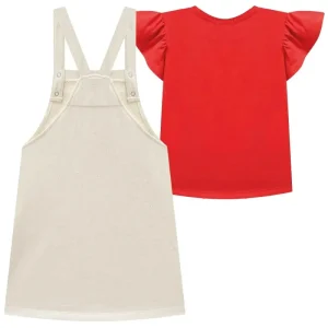 Conjunto de Blusa em Meia Malha e Salopete em Moletom Linho sem Pelúcia 97027 Infanti Infantil Menina