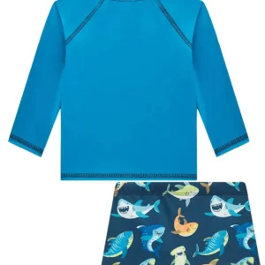 Conjunto de Camiseta e Sunga em Malha UV Dry com Proteção UV50+ 95707 LucBoo Bebê Menino
