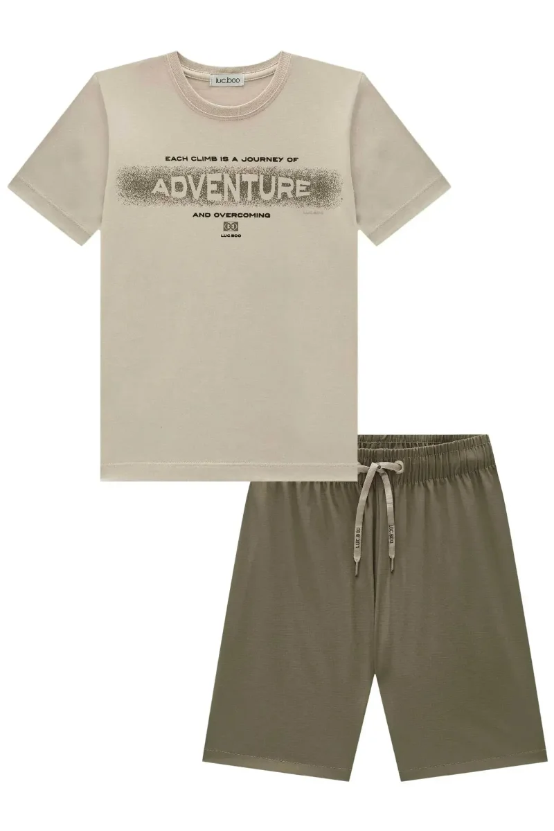 Conjunto de Camiseta em Meia Malha e Bermuda em Nylon Ripstop com Proteção UV50+ 93531 LucBoo Infantil Menino - Image 2