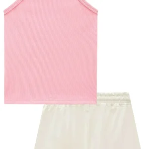 Conjunto de Regata em Soft Line e Shorts em Sarja com Elastano. Acompanha Presilha 95373 Infanti Infantil Menina